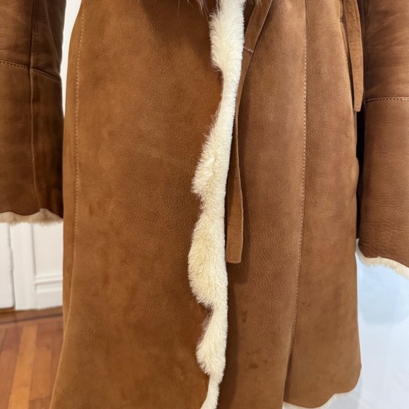 Vintage shearling coat with genuine Fox fur collar - Picture 5 of 16